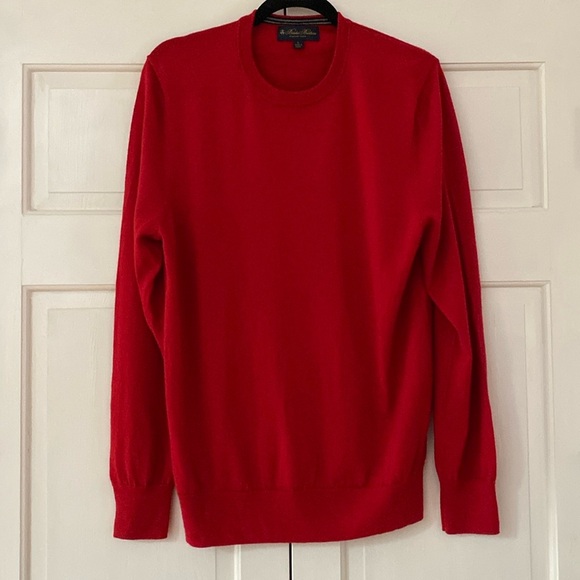 Brooks Brothers Men’s Fine Merino Wool Sweater Size Large Red Crewneck Pullover - Picture 3 of 8